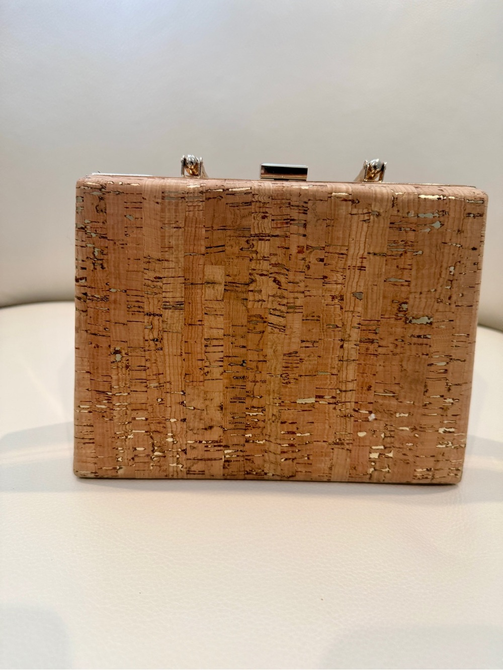 Cork Box Clutch in Natural Tan